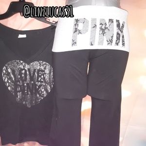 PINK VICTORIA SECRET SZXS capri leggings, EUC